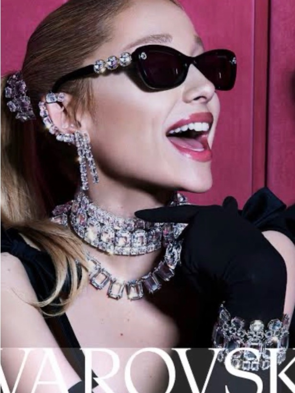 Swarovski Black Cateye butterfly Ariana Grande campaign Women's Sunglasses - Picture 6 of 6